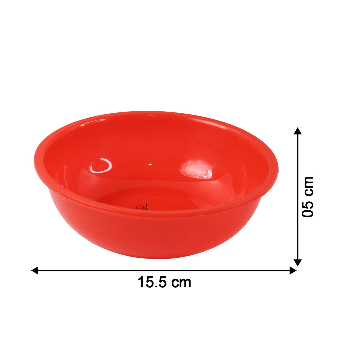 Red 6-inch plastic round deep serving bowl by Wukusy, ideal for home and kitchen use, shown with a clean interior and smooth exterior.