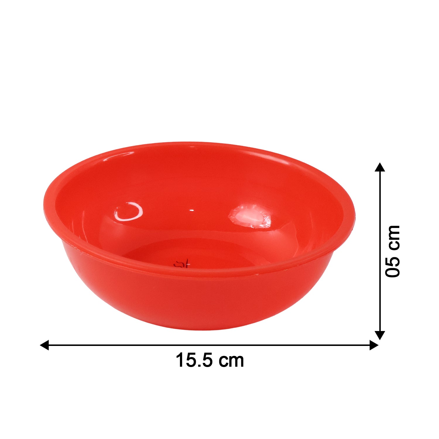 Red 6-inch plastic round deep serving bowl by Wukusy, ideal for home and kitchen use, shown with a clean interior and smooth exterior.