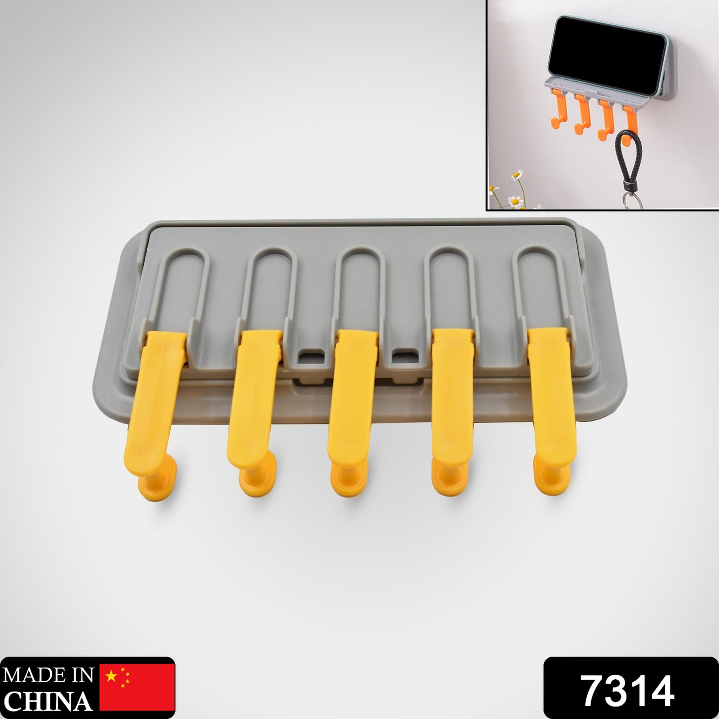 Wukusy multi-purpose wall-mounted hook rack with foldable towel and coat hooks, suitable for home organization and mobile holder storage.