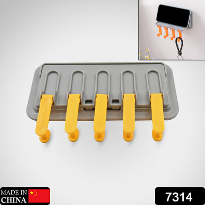 Wukusy multi-purpose wall-mounted hook rack with foldable towel and coat hooks, suitable for home organization and mobile holder storage.