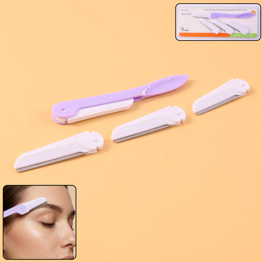 Wukusy eyebrow facial hair razor with three replaceable blades and a sleek handle for precise grooming and shaping.
