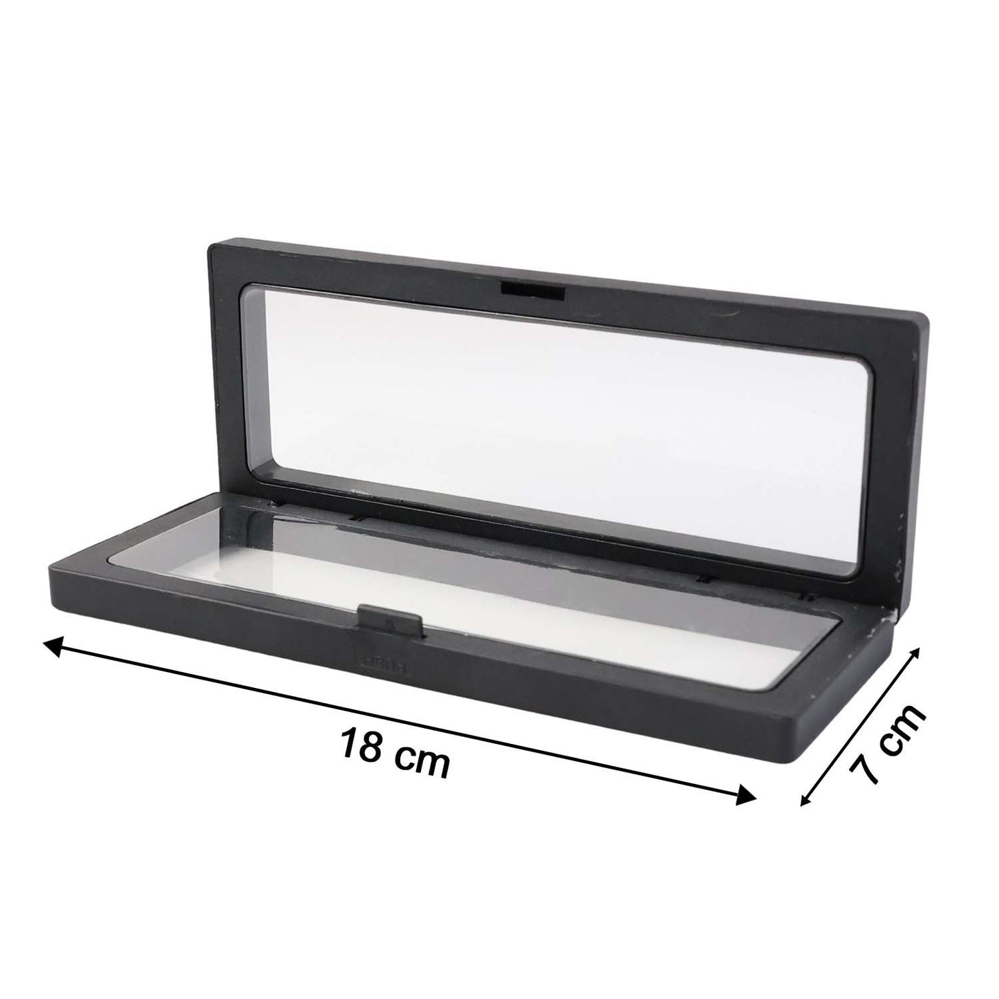 Wukusy transparent jewelry display box measuring 18x7 cm, ideal for organizing and showcasing jewelry items.