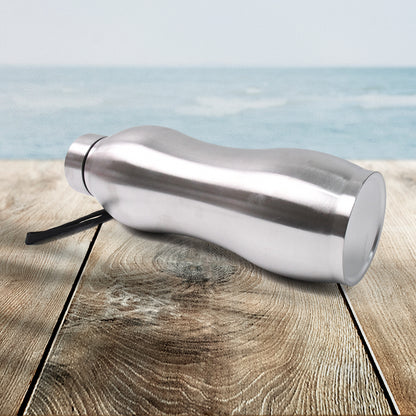 Wukusy stainless steel double wall vacuum-insulated water bottle, 1000 ml, with a sleek, metallic finish and screw-top lid.