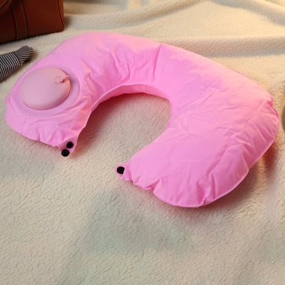 Wukusy inflatable travel neck pillow in soft fabric, designed for comfort and support during travel.