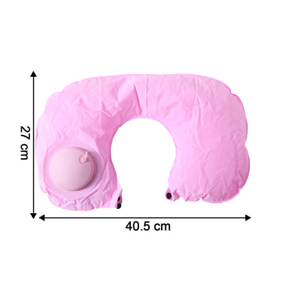Wukusy inflatable travel neck pillow in gray, designed for comfortable support during flights or travel.