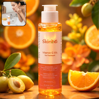 Wukusy Brightening Vitamin C Gel Face Wash in 100ml tube, showing the clear gel formula with brightening ingredients.