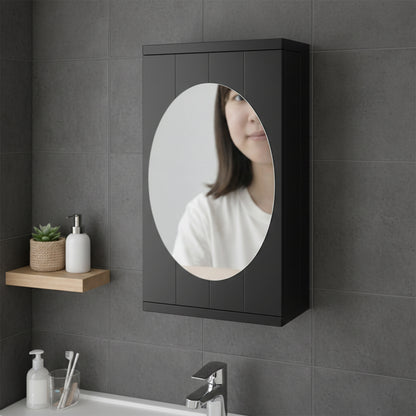 Wall mounted black rotating storage cabinet organizer by Wukusy, featuring a compact design ideal for kitchen or bathroom use.
