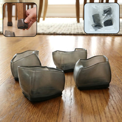 Set of four Wukusy silicone furniture leg pads and chair foot covers to protect floors and reduce noise.