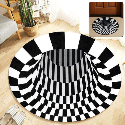 Wukusy 3D space round carpet floor mat, non-woven doormat with a space-themed design, 60 cm diameter for home improvement.