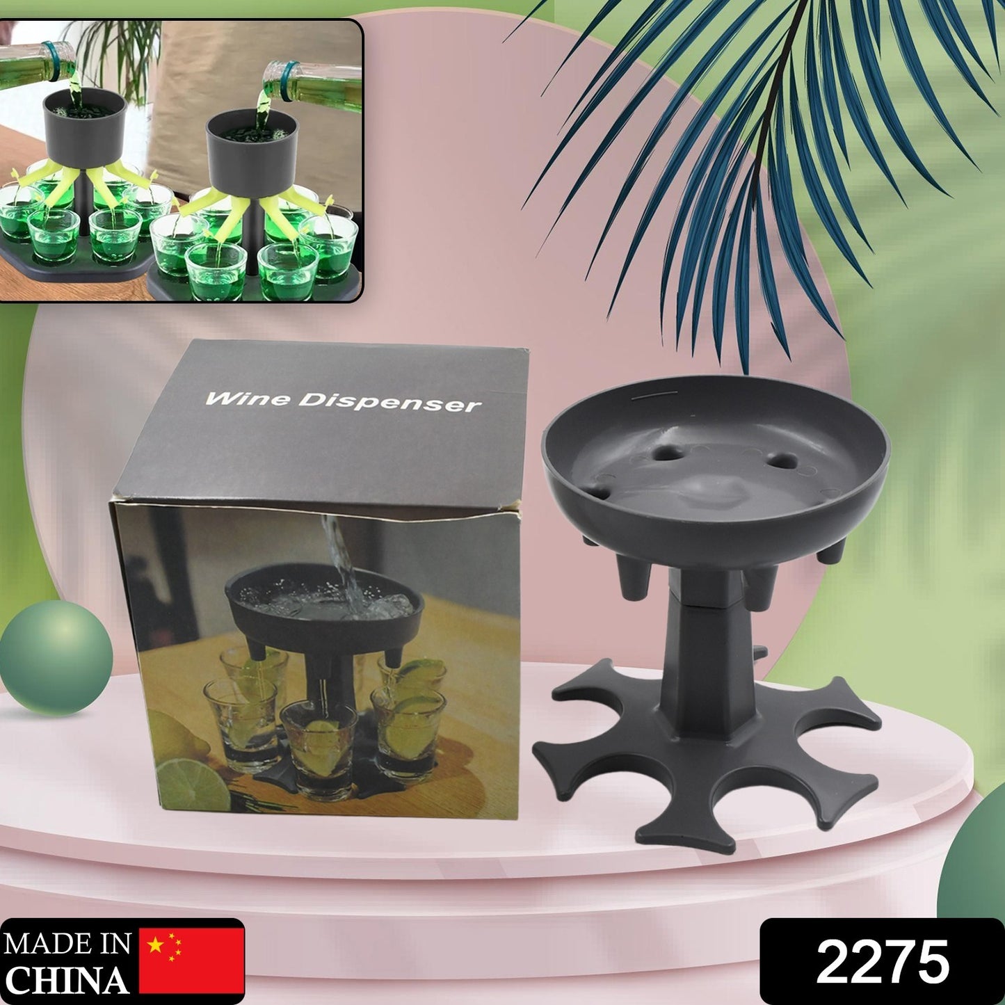 Wukusy 6-shot glass dispenser with tray for party drinking games, featuring shot spouts for quick, fun shot serving.