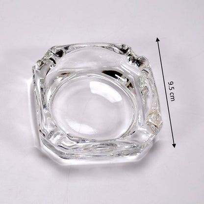 Round Brunswick crystal glass cigar and cigarette ashtray by Wukusy, ideal for home, office, or outdoor table decor.