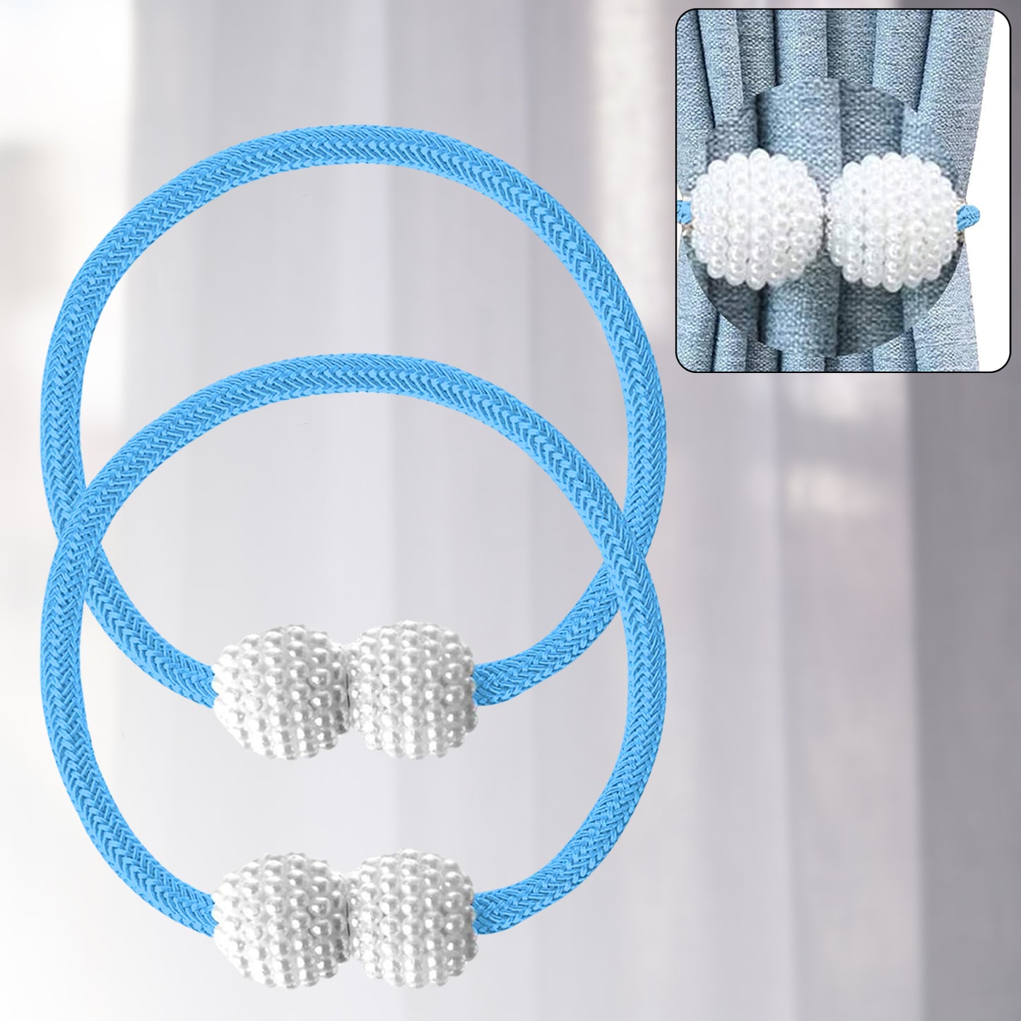 Two polyester and magnet curtain panels by Wukusy, showing the fabric texture and magnetic edges for easy installation.
