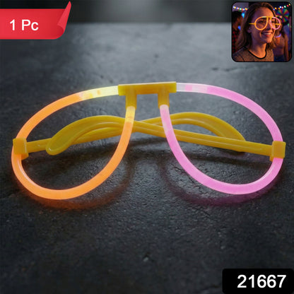Wukusy Glow Party Glasses with luminous frames, perfect for fun events and celebrations, shown glowing in the image