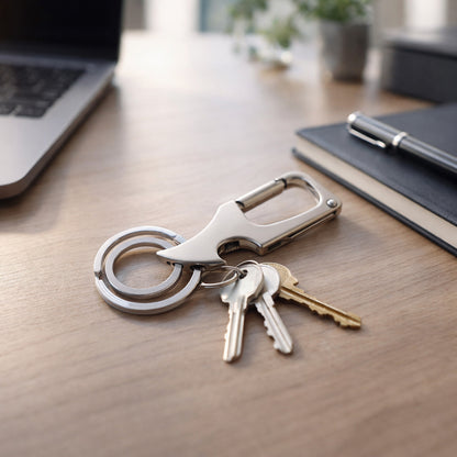 Wukusy premium heavy duty keychain with dual metal rings, durable and sturdy for secure key organization.
