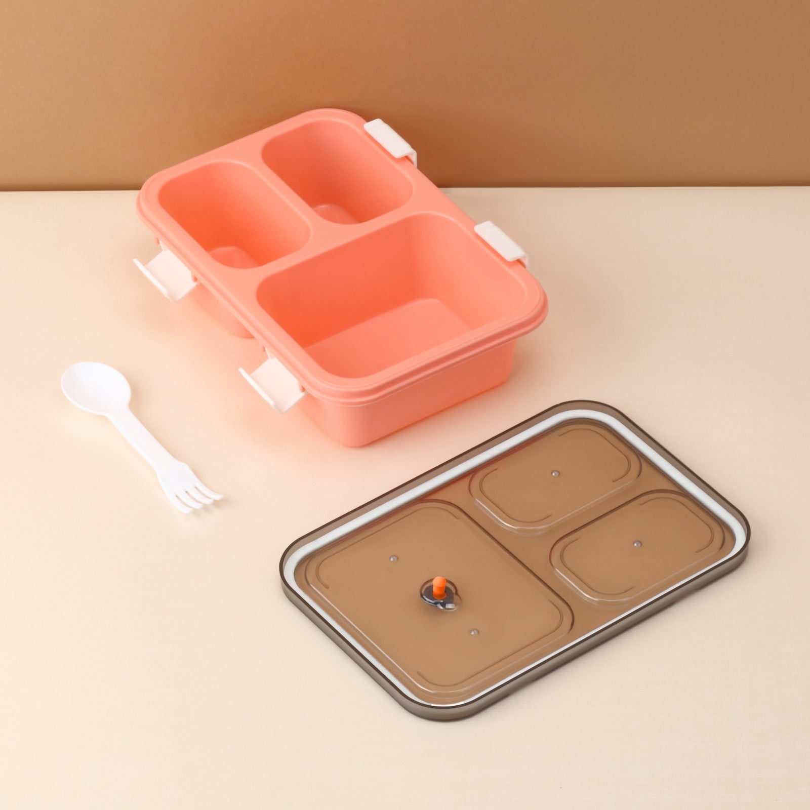 Wukusy plastic lunch box for kids with three compartments, insulated tiffin box suitable for boys, girls, school, and office use