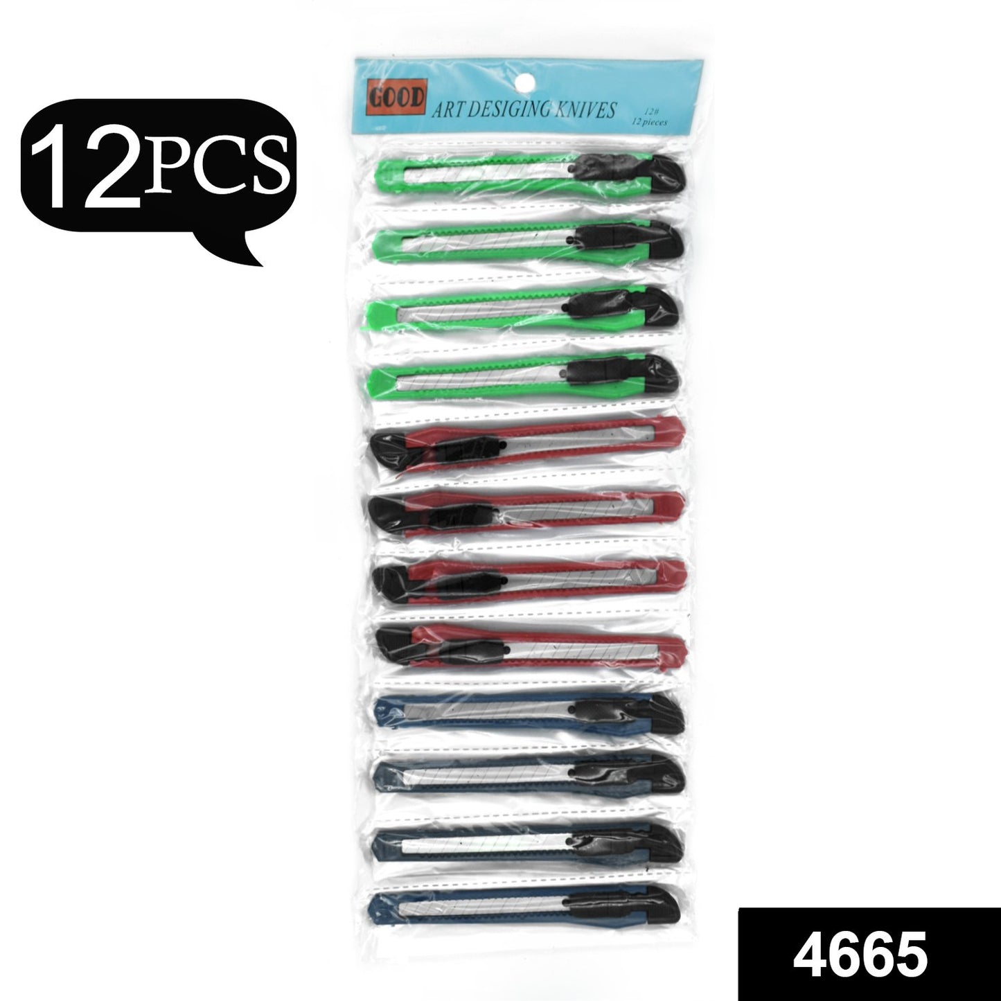 Wukusy 12-pack paper cutter knives set for office use, standard quality stationary tool with sharp blades for precise paper cutting.