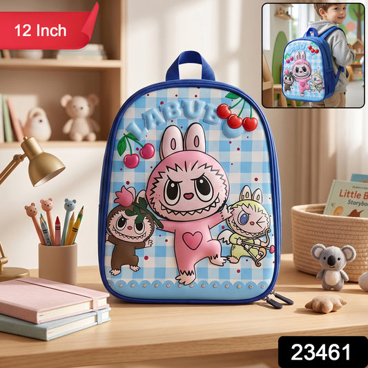 Colorful cartoon-printed Wukusy kids' school backpack with adjustable straps, 12-inch size for young students
