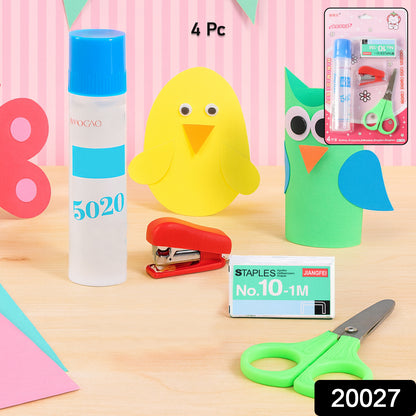 Kids crafting and stationery set by Wukusy featuring colorful markers, scissors, glue, and paper for creative projects.