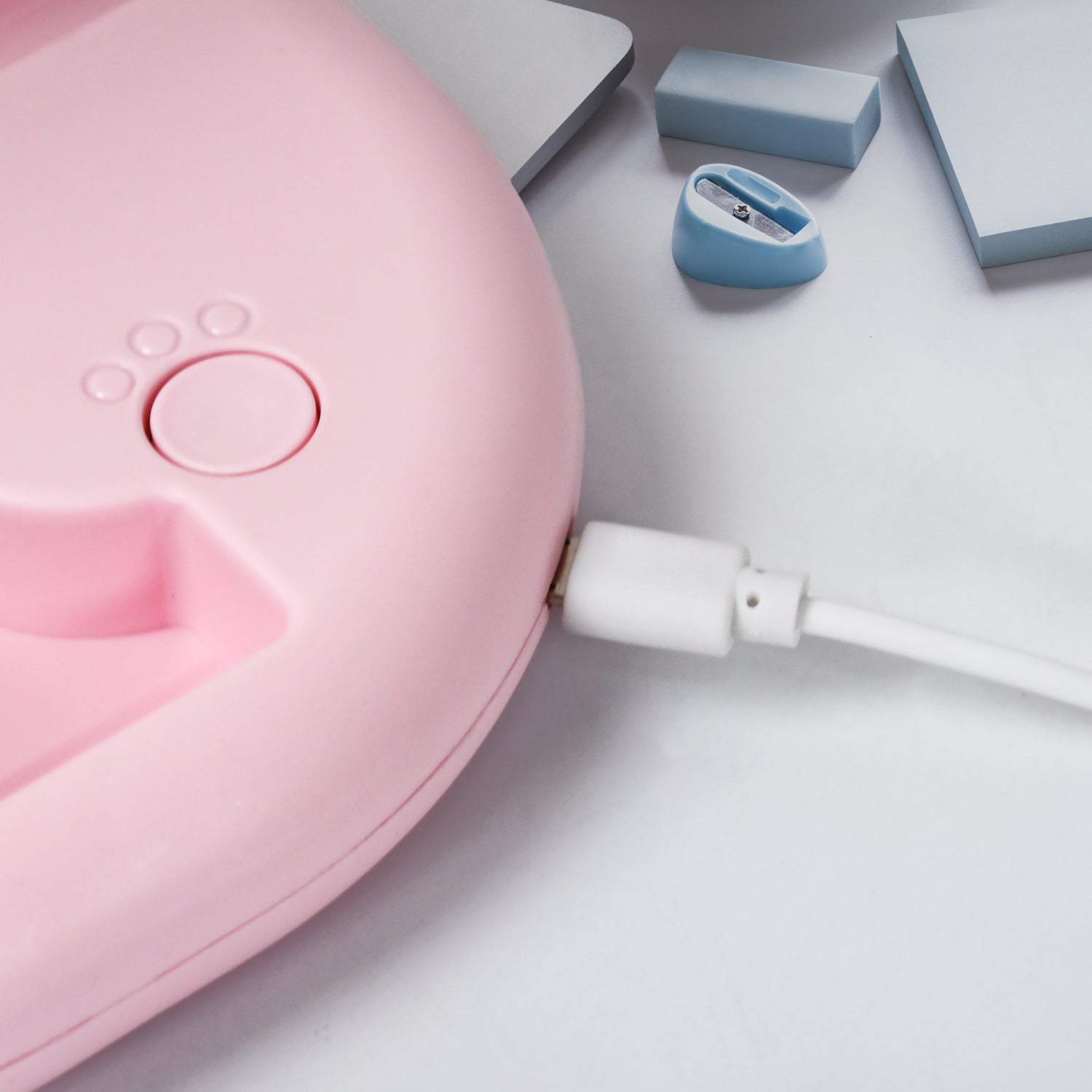 Wukusy USB rechargeable portable fan with LED light, foldable design, heavy-duty build, and charging port for home or outdoor use