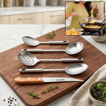 5-in-1 Stainless Steel Kitchenware Tool Set With Serving Spoons And Kitchen Knife