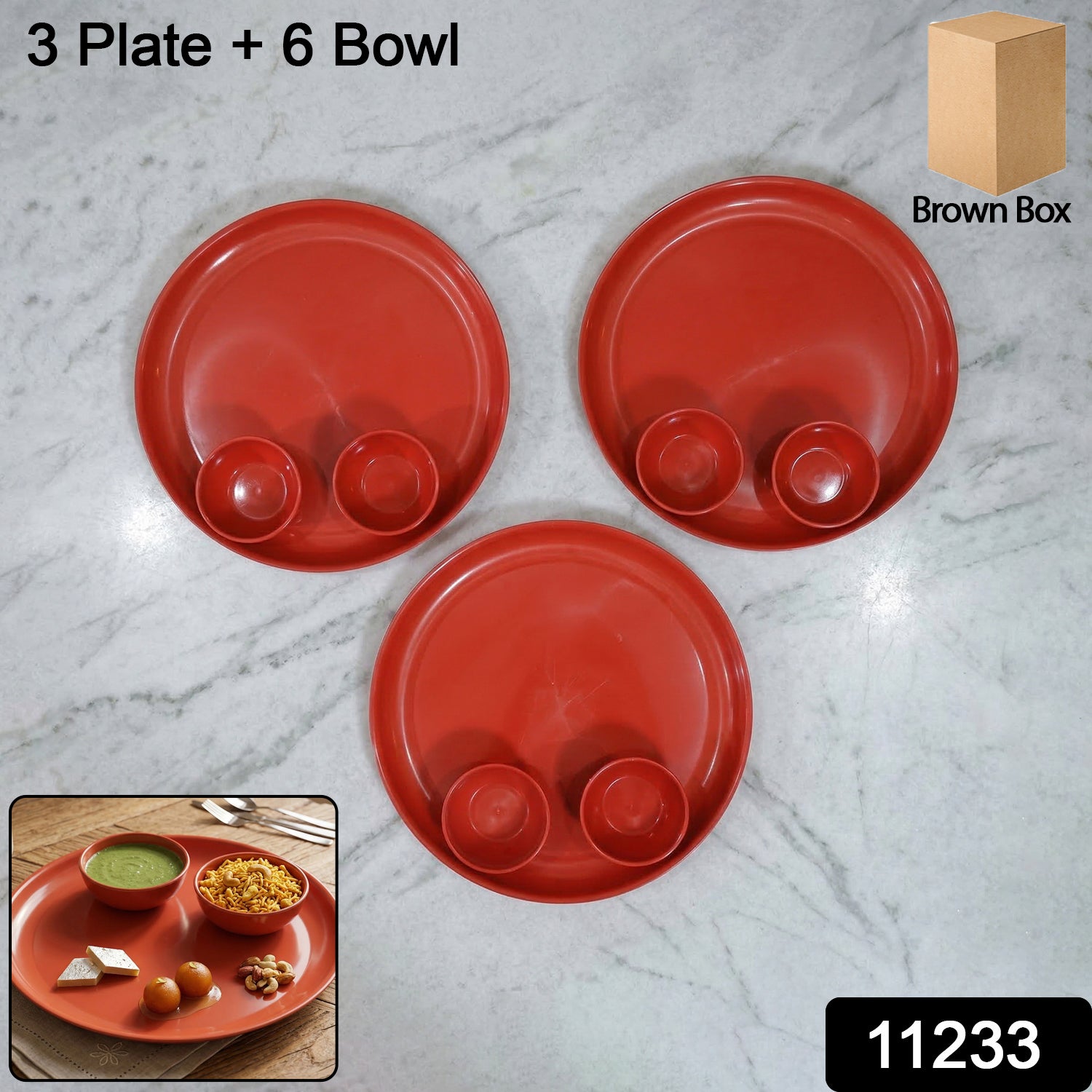 Wukusy multipurpose serving plate and bowl set with three colorful plates and six bowls for versatile dining use