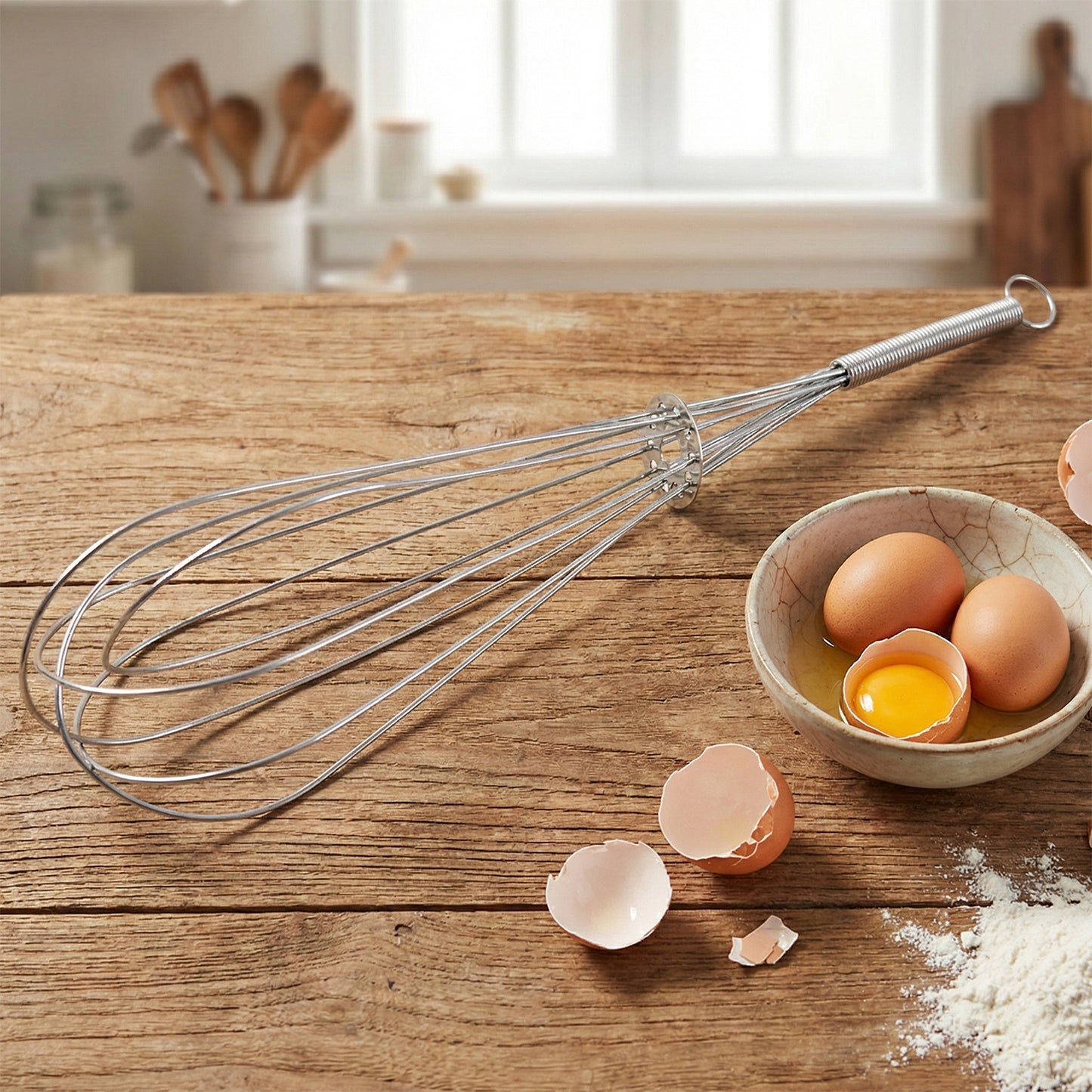 Wukusy manual stainless steel whisk and pav bhaji potato masher combo set with two tools for cooking and mashing.
