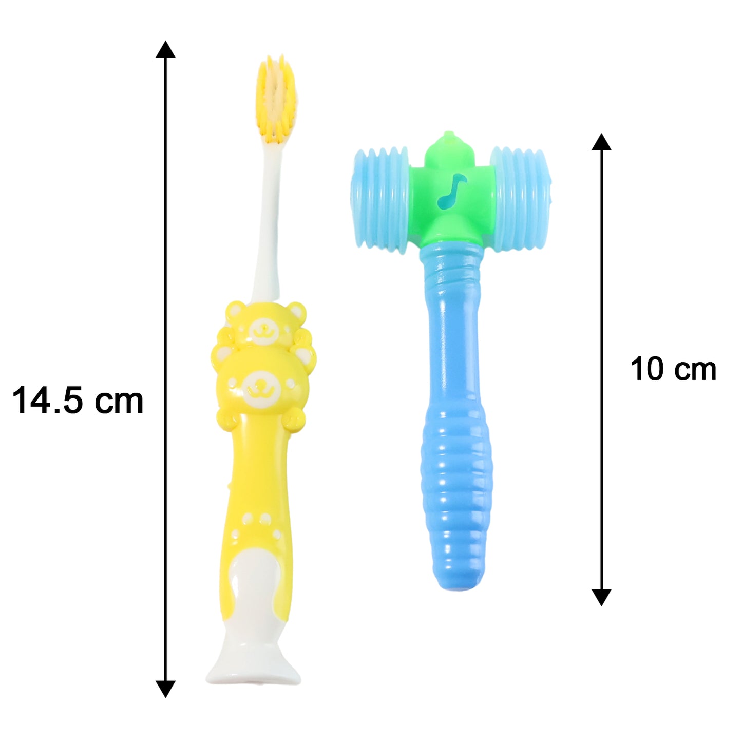 Wukusy Kids toothbrush and hammer toy set with colorful brushes and plastic hammer for playful dental care and imaginative play.