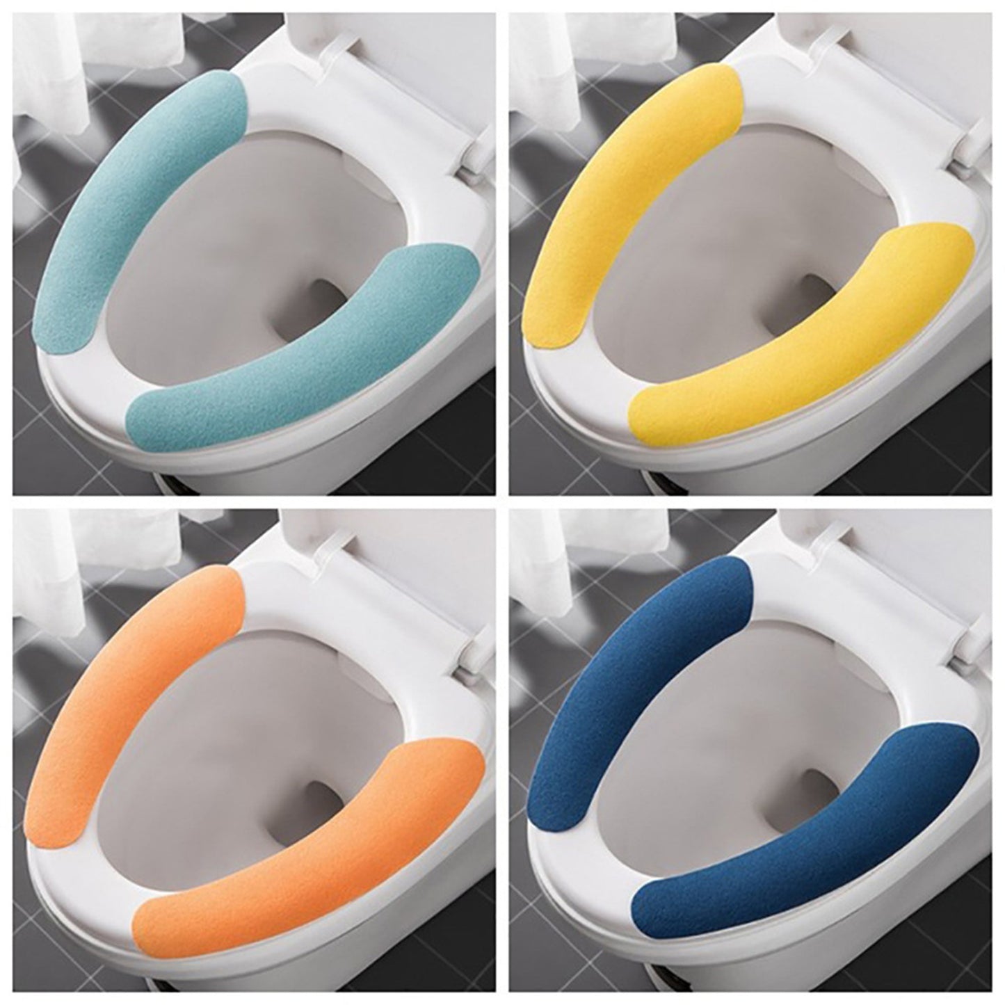 Soft, washable Wukusy toilet seat cover cushion in warm, comfortable fabric, designed for home bathroom comfort.