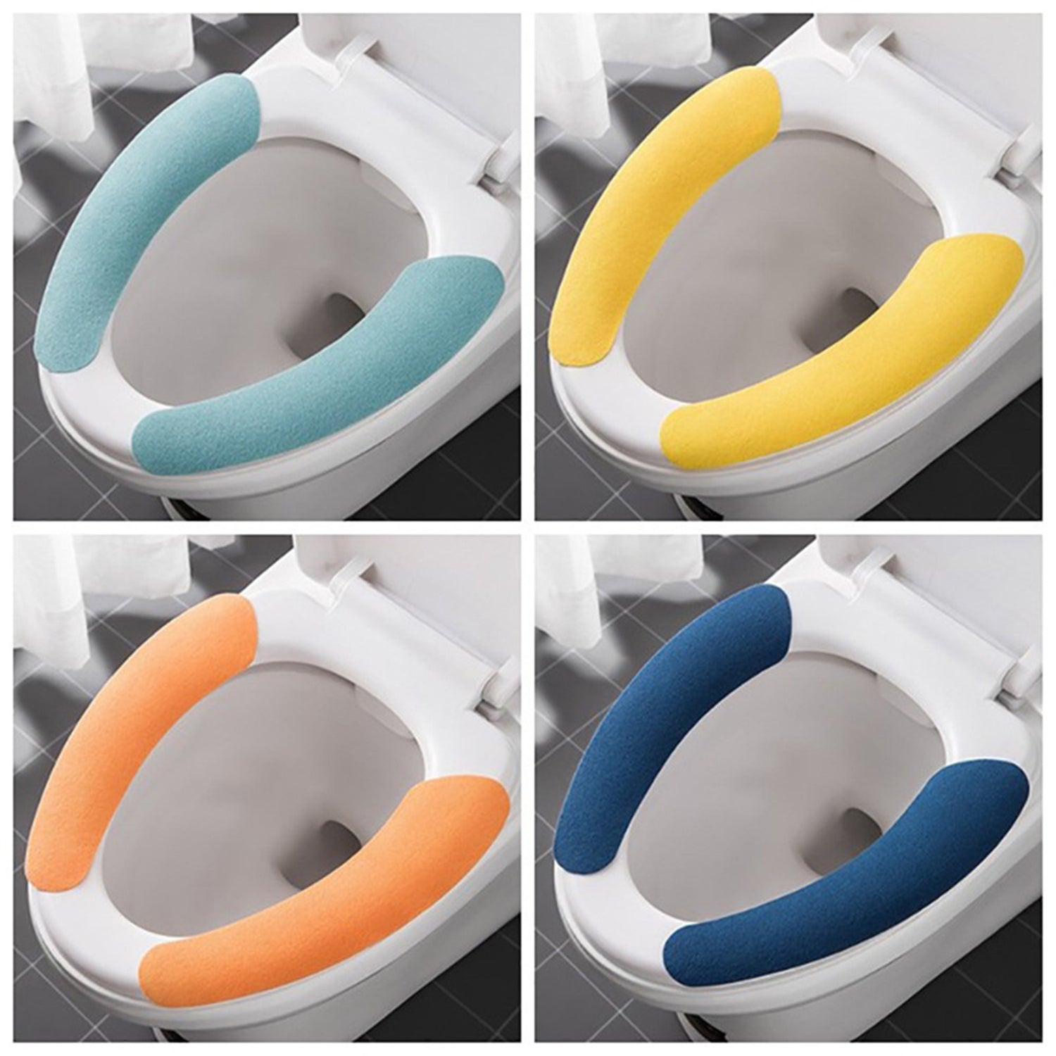 Soft, washable Wukusy toilet seat cover cushion in warm, comfortable fabric, designed for home bathroom comfort.