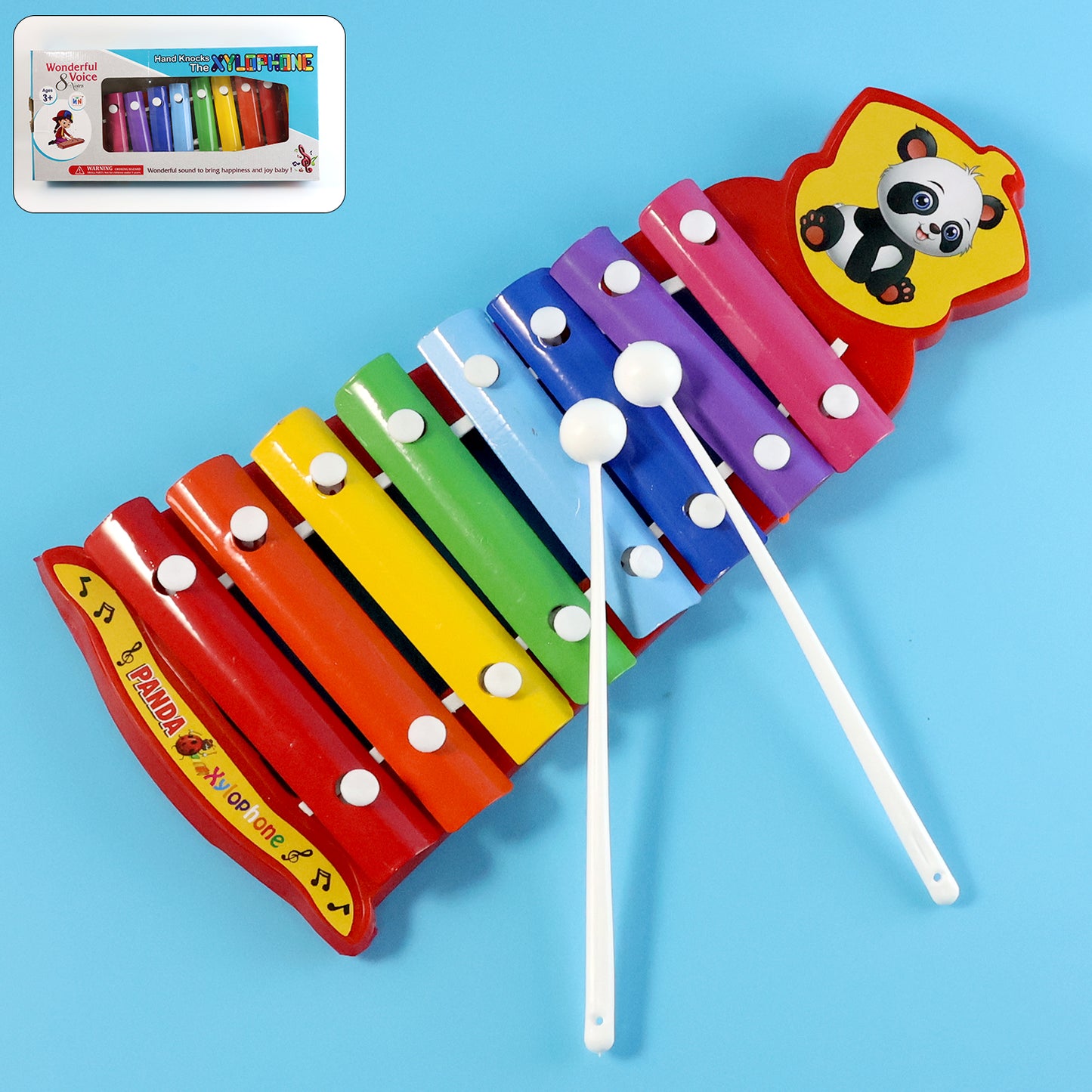 Colorful kids musical xylophone toy from Wukusy with multicolored bars and a wooden base, designed for children's music play.