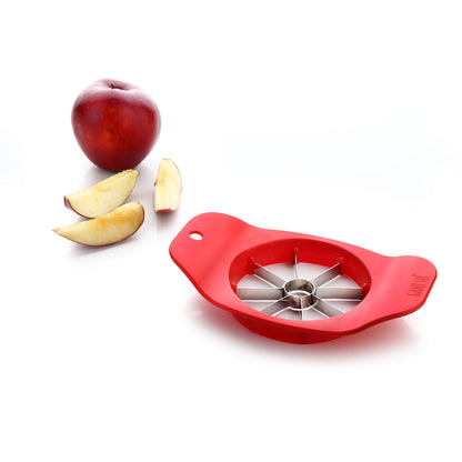Wukusy Ganesh plastic and stainless steel apple cutter with colorful handles, designed for easy apple slicing.