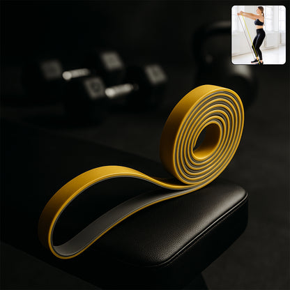 Wukusy high-strength resistance loop band, 2080x22mm, used for fitness and strength training exercises.