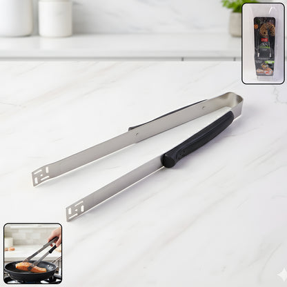 Premium stainless steel chimta from Wukusy, showing a sturdy, polished traditional tongs tool used in cooking and grilling.