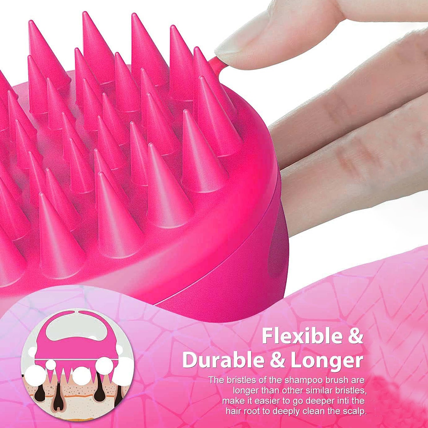 Wukusy scalp massager head massager comb for relaxing scalp stimulation, shown with ergonomic handle and flexible teeth.
