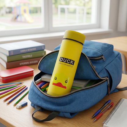 Cute cartoon design Wukusy frosted glass water bottle with leak-proof lid, 450 ml capacity, featuring colorful animated character artwork.