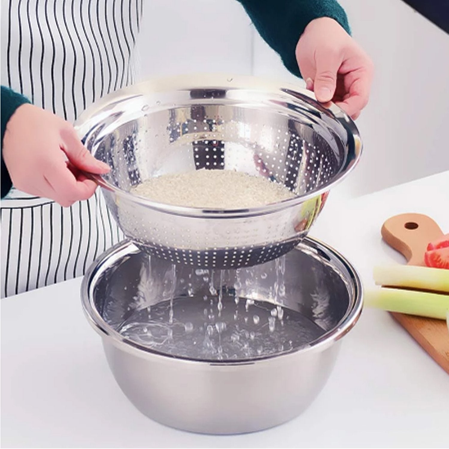 Wukusy 3-in-1 kitchen julienne grater and salad maker with multiple blades for shredding and slicing vegetables.