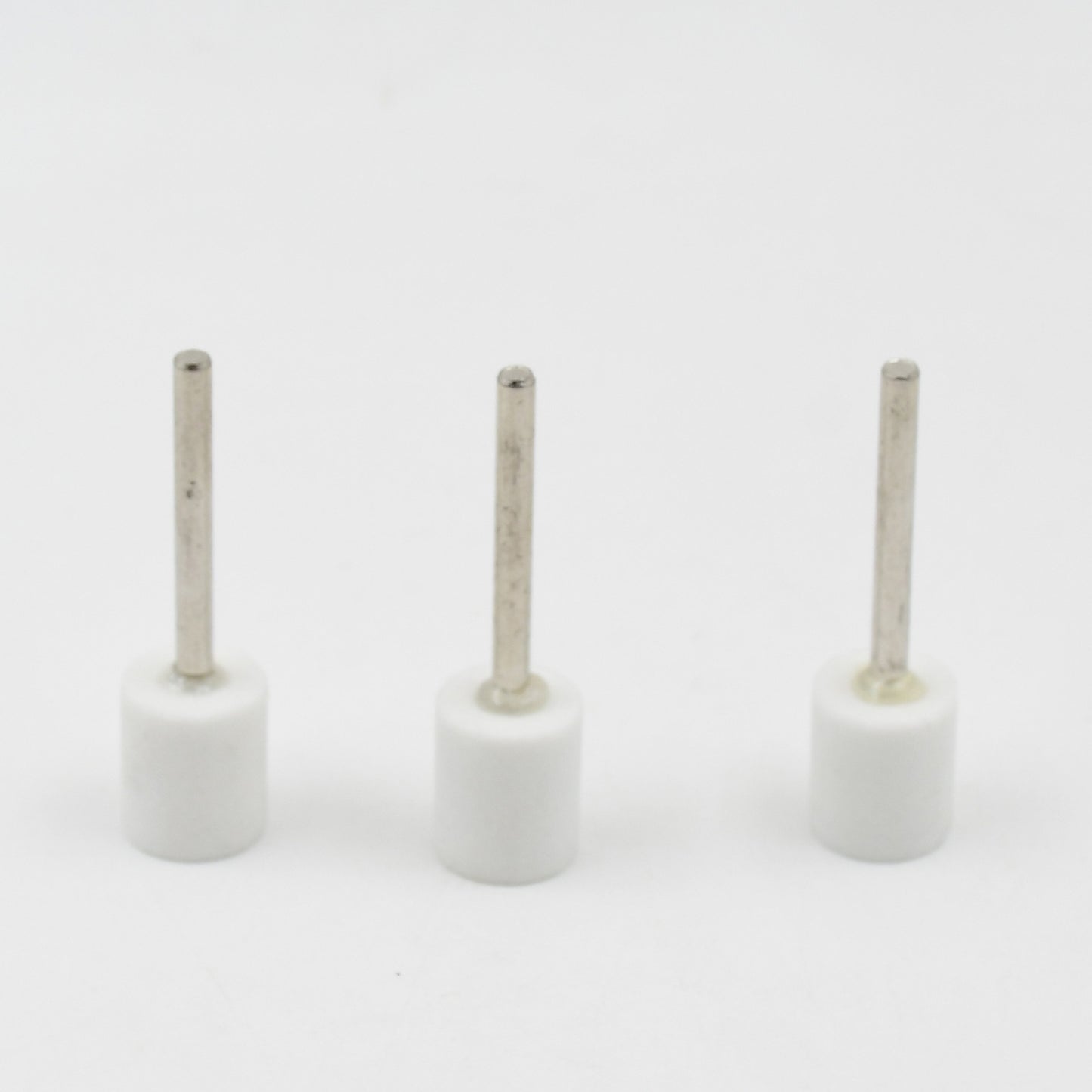 Set of three Wukusy wool felt polishing buffing wheels mounted on hardware bits for polishing and finishing tasks.