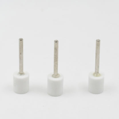 Set of three Wukusy wool felt polishing buffing wheels mounted on hardware bits for polishing and finishing tasks.