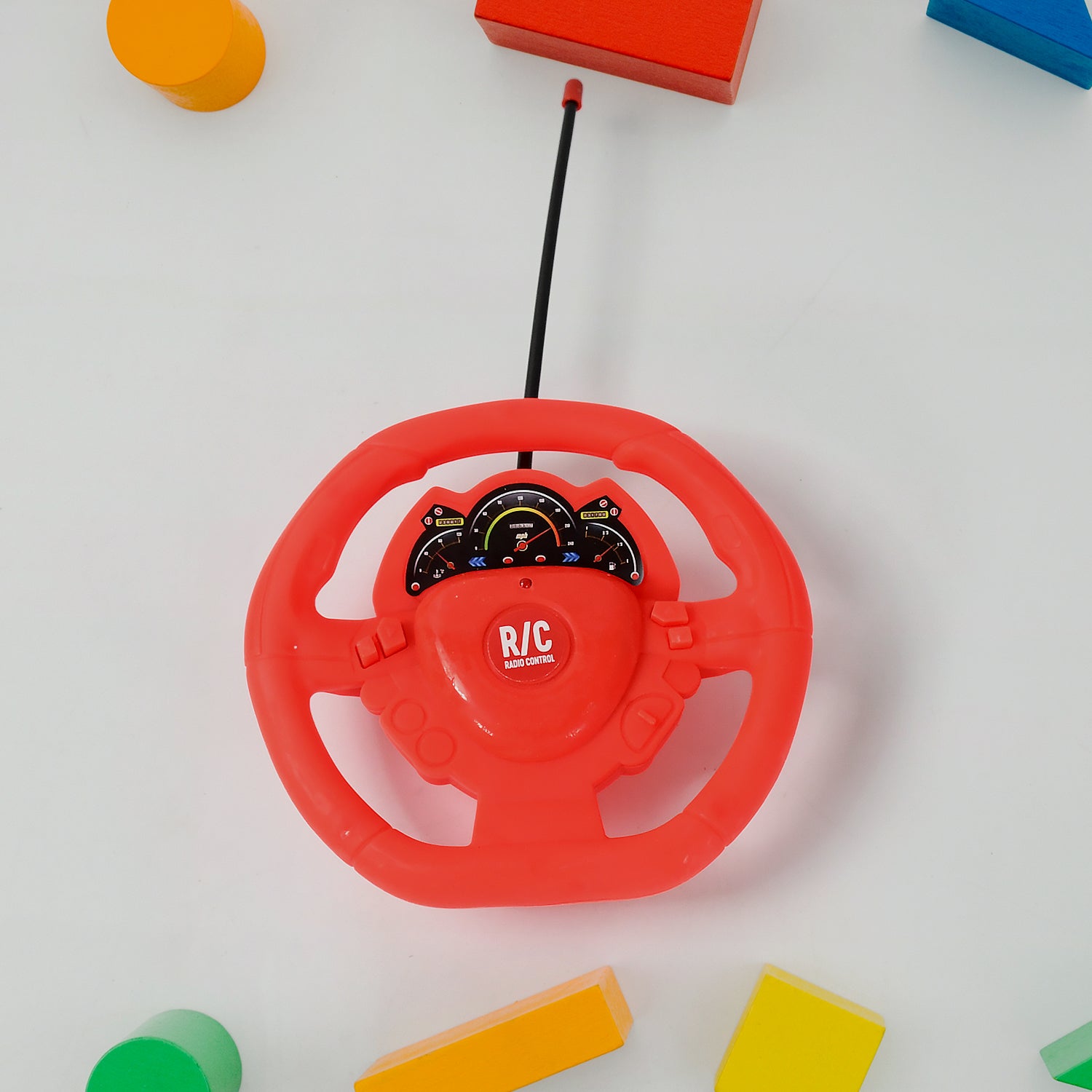 Wukusy plastic remote control racing car with handle, two-function controls for forward and backward, rechargeable battery, toy car.
