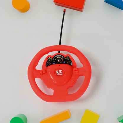 Wukusy plastic remote control racing car with handle, two-function controls for forward and backward, rechargeable battery, toy car.