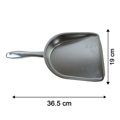 Stainless steel heavy-duty dustpan with handle by Wukusy, designed for cleaning floors and collecting debris efficiently.