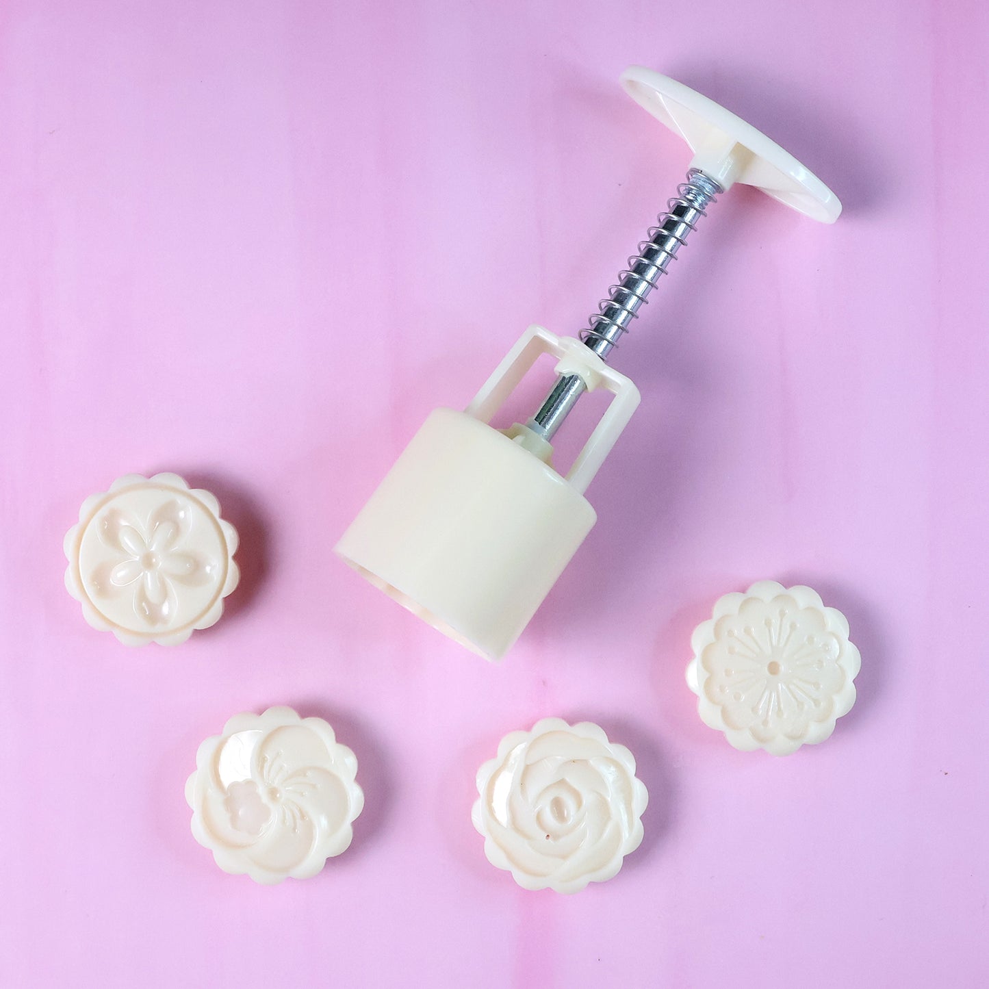 Wukusy Spring Press Cookie Pastry Mold set for home baking, includes multiple molds for shaping cookies and pastries.