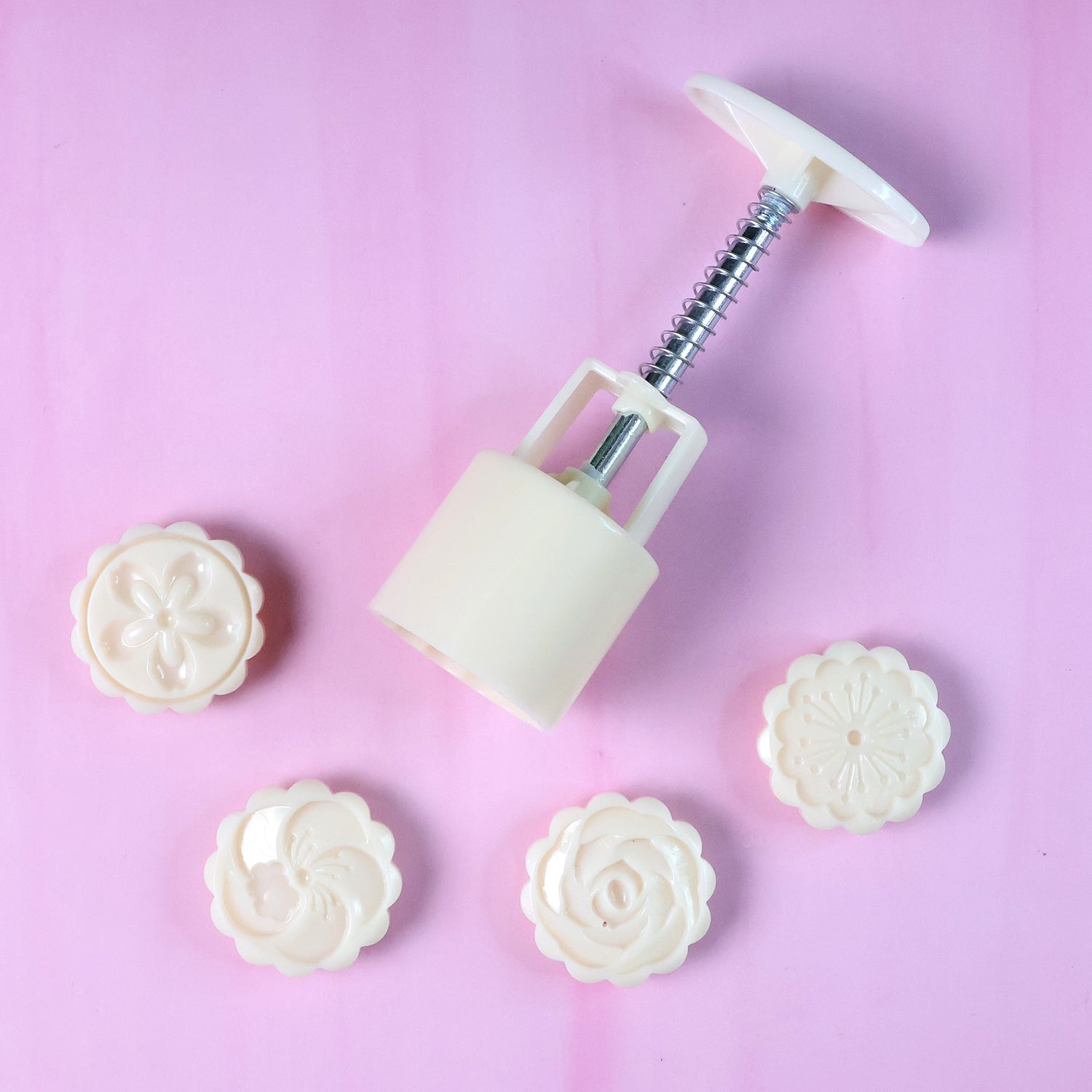 Wukusy Spring Press Cookie Pastry Mold set for home baking, includes multiple molds for shaping cookies and pastries.