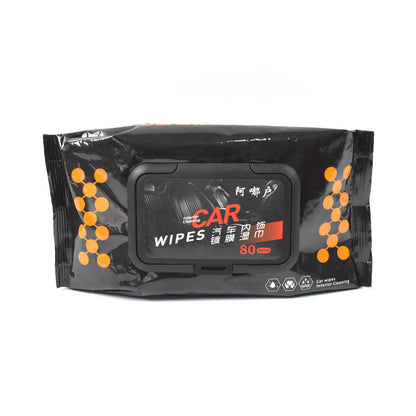 Wukusy car dashboard scratch remover tissues set with 80 soft wipes for cleaning and polishing vehicle interior surfaces.