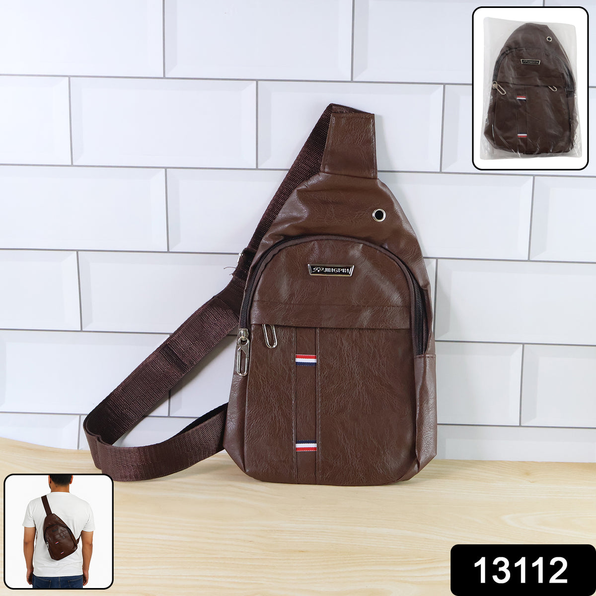 Wukusy waterproof anti-theft cross-body waist bag with USB charging and earphone hook, casual travel shoulder sling bag for men