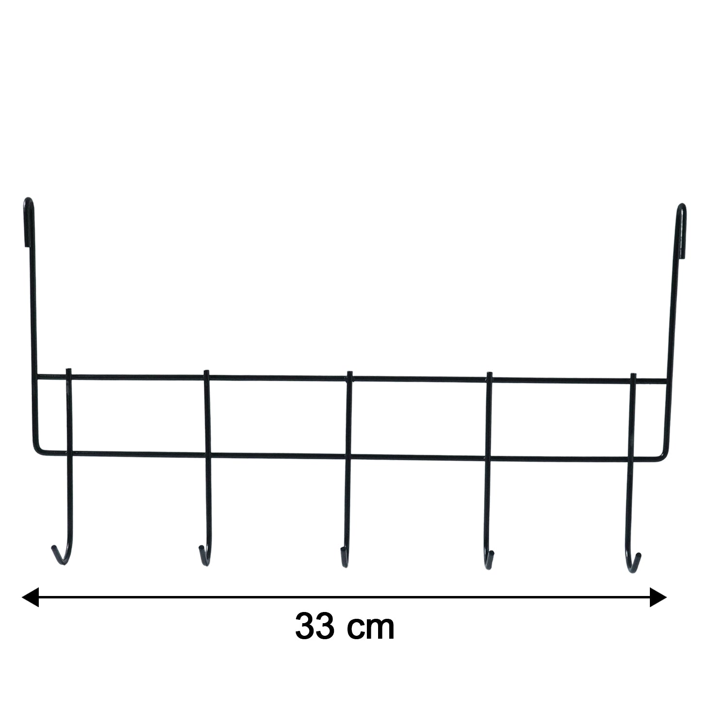 Wukusy premium over-the-door metal hook rack with five hooks for organizing coats, hats, and accessories.