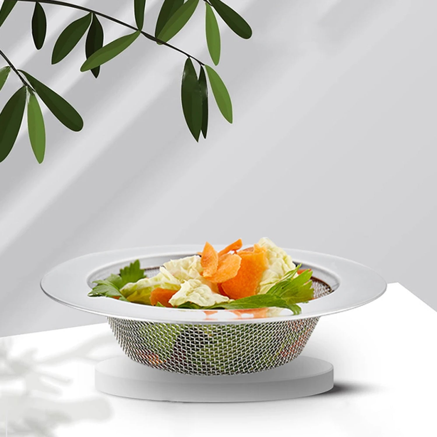 Wukusy hair catcher and sink strainer in stainless steel, designed to trap hair and debris in kitchen or bathroom sinks.