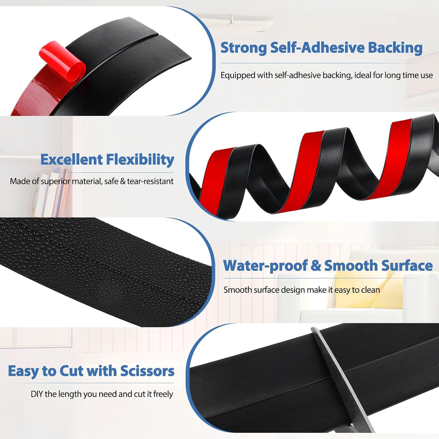 Wukusy 1-meter self-adhesive silicone door bottom seal strip for office doors, flexible and easy to install.