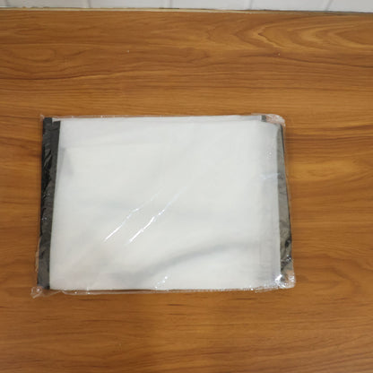 Wukusy transparent garment cover with front zipper, 100x60 cm, hanging open to show fabric inside and zipper detail.