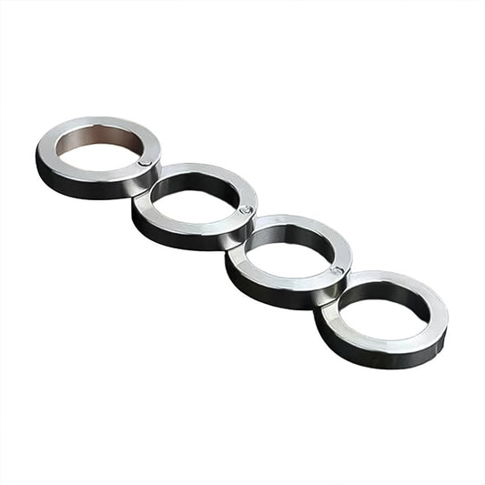 Wukusy portable 4-finger rotating folding travel ring set with unique design and compact, foldable silver rings for easy carrying.